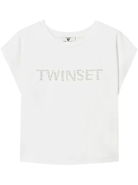 Tricou Twinset cu broderie alb