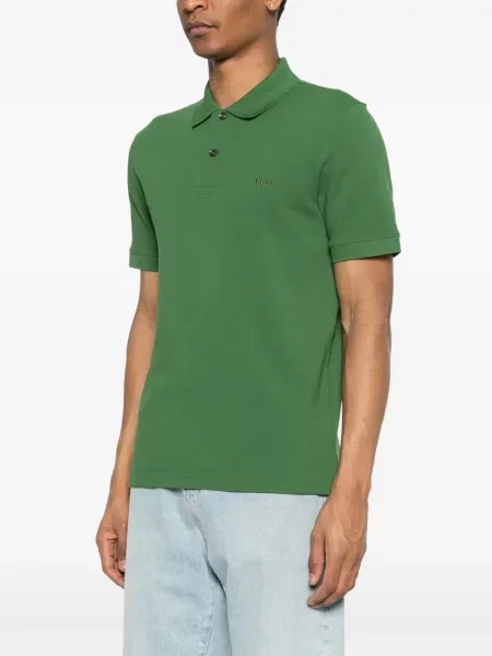 Tricou polo Boss cu broderie verde