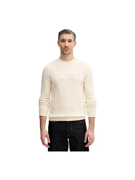Sweter Guess z logo beżowy