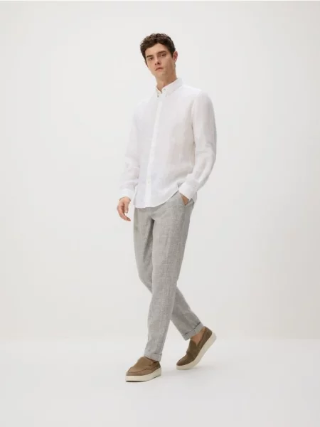 Reserved Pantaloni carrot cu conținut ridicat de in deschis gri