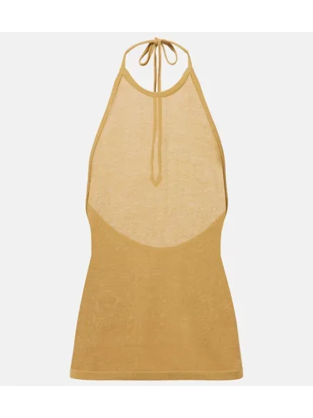Top Lemaire tricotate cu gât halter bej