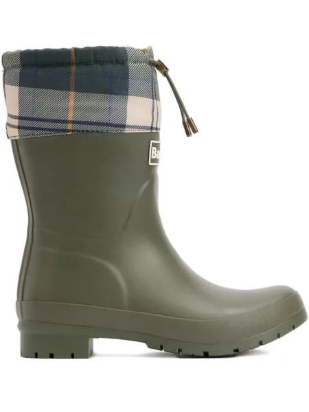 Botine Barbour în carouri cu cordon verde