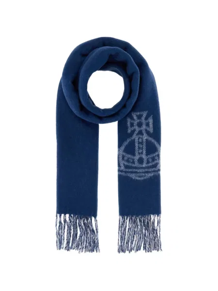 Fular Vivienne Westwood cu franjuri albastru