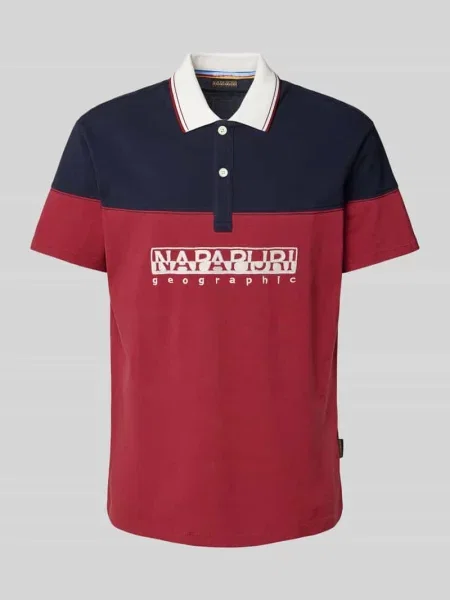 Koszulka polo o kroju regular fit z wyhaftowanym logo model ‘SATURNIA’ Napapijri granatowe