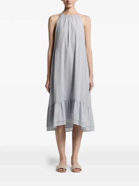 Rochie midi Peserico cu volane până la genunchi cu gât halter albastru