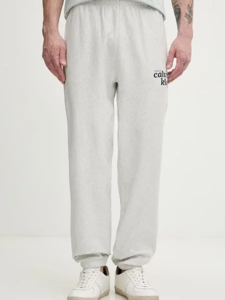 Calvin Klein Jeans donji dio trenirke muški s pamukom siva