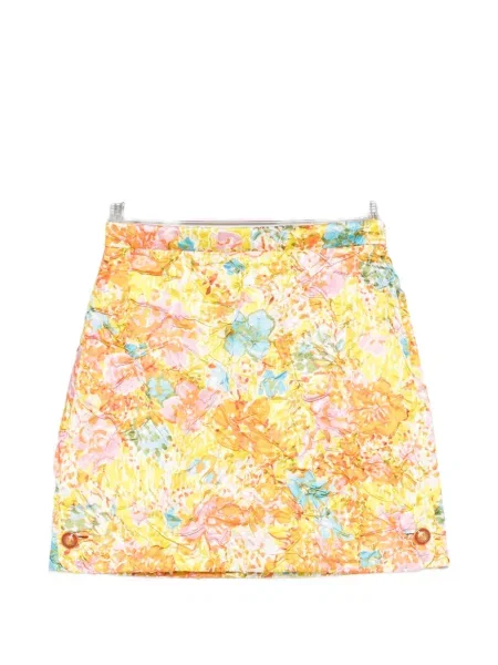 Fusta mini Versace cu model floral cu imagine galben