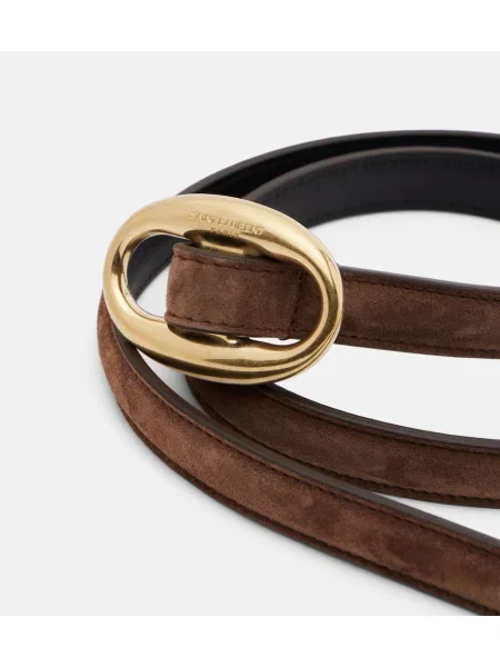 Curea Saint Laurent din piele de căprioară maro