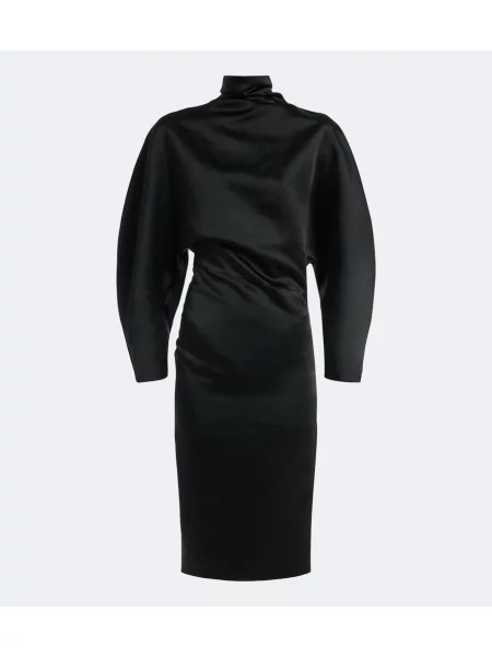 Rochie midi Khaite din satin drapată negru