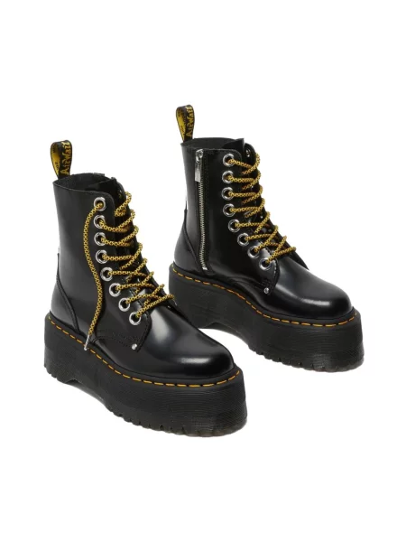 Botki Dr. Martens sznurowane skórzane na platformie czarne