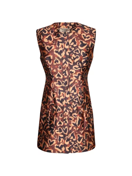 Rochie mini Alessandro Enriquez fără mâneci cu imagine cu motiv cu inimi maro