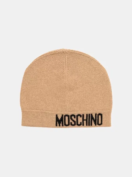 Шапка с вълна Moschino кафяво бежово