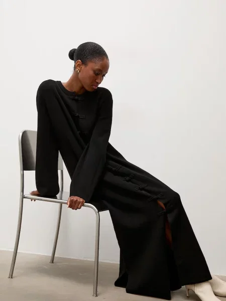 Answear.LAB rochie tricotată cu vâscoză negru