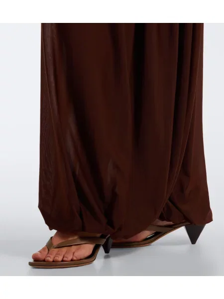 Pantaloni Cala De La Cruz din jerseu maro