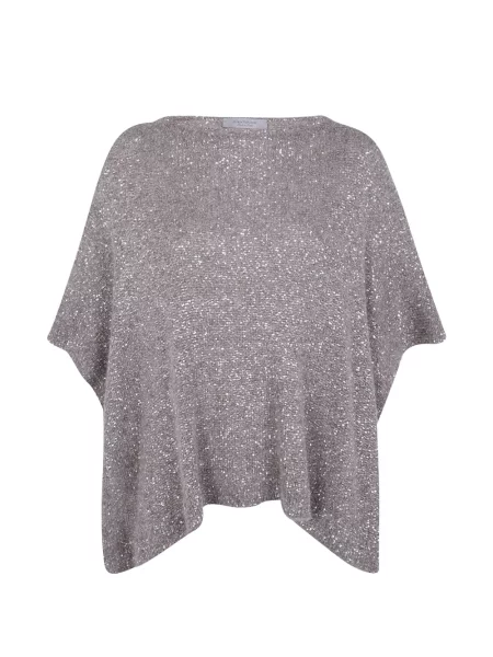 Top D.exterior cu paiete tricotate gri