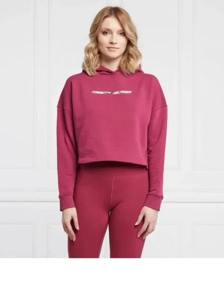 Tommy Sport Hanorac GRAPHIC | Cropped Fit bordo