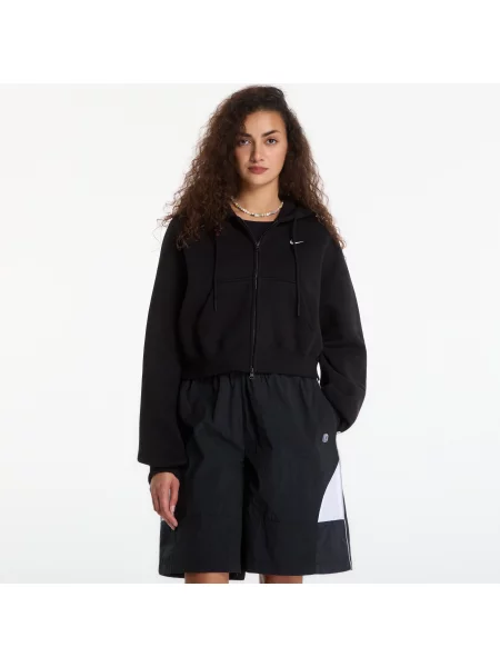 Флийс подрязан суичър с качулка Nike черно