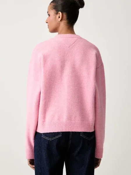 Tommy Jeans sweter z dodatkiem wełny różowy