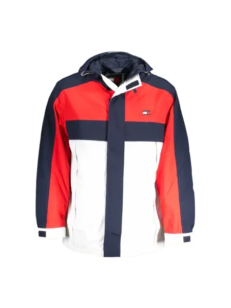Kurtka Tommy Jeans z kapturem z długim rękawem niebieska