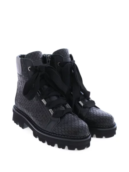 Botine Paris Punk cu șireturi din dantelă negru
