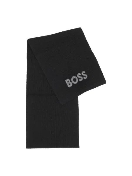 Dzianinowa szal Boss z nadrukiem czarna