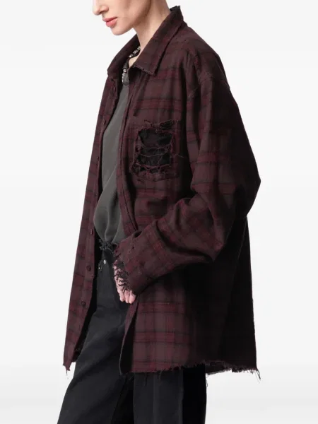 Cămașă Article Ten zdrențuiți în carouri roșu