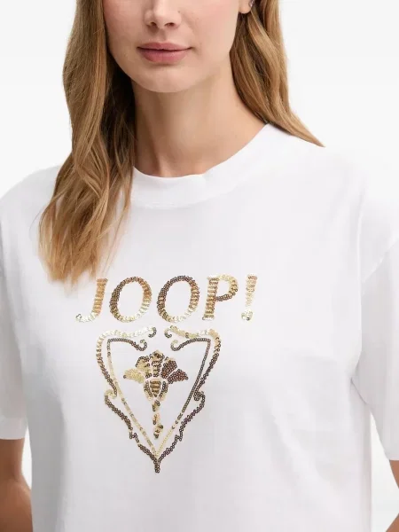 Top Joop! cu paiete alb