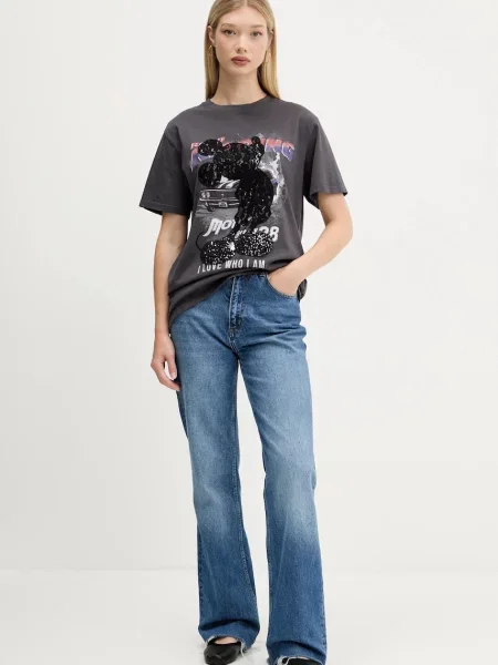 Кружевная футболка Desigual серая