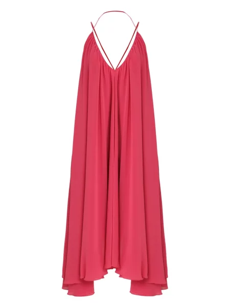 Sukienka midi Olympiah drapowana do kolan z dekoltem halter różowa