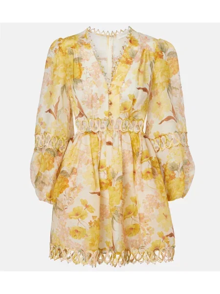 Rochie Zimmermann de in cu model floral galben