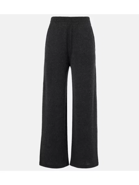 Pantaloni The Row din cașmir gri