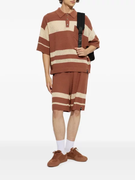 Ριγέ πλεκτά σορτς Palm Angels καφέ