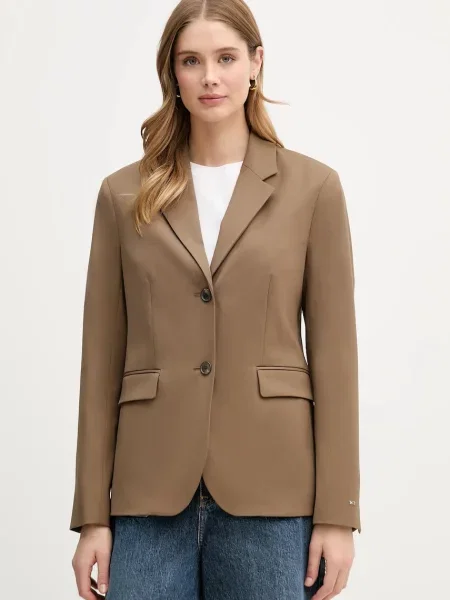 Tommy Hilfiger marynarka z dodatkiem wełny brązowa