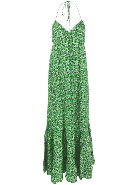 Rochie maxi Rotate cu model floral cu imagine de costum verde