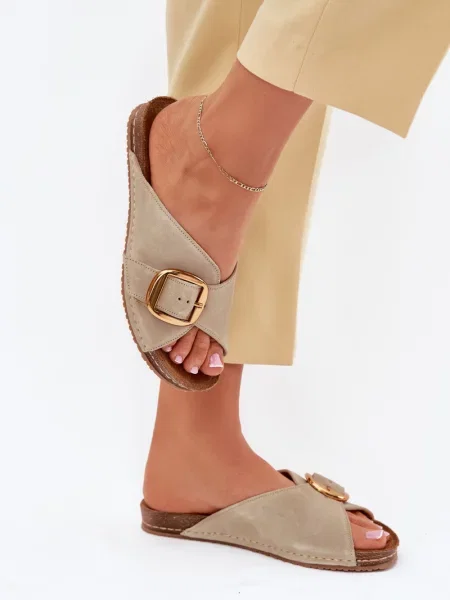 Kožené šľapky Maciejka sivá