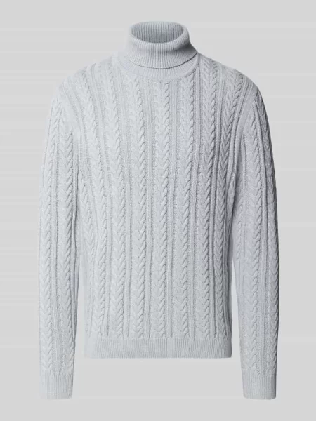 Sweter z golfem ze ściegiem warkoczowym Jack & Jones Premium