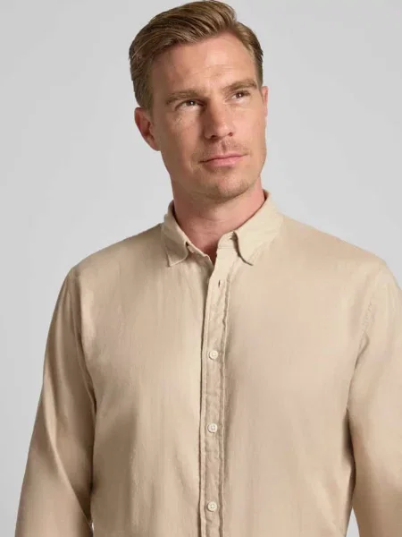 Koszula casualowa o kroju slim fit z czystej bawełny model ‘SLIMOWEN’ Selected Homme beżowa