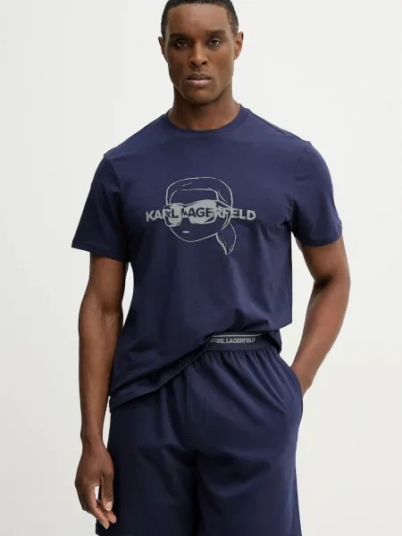 Karl Lagerfeld piżama IKON granatowy z nadrukiem