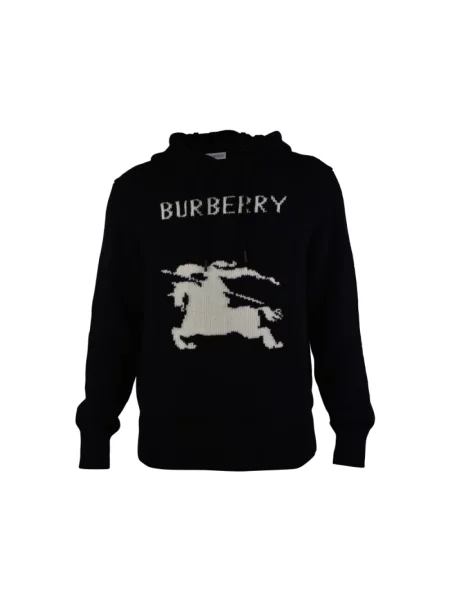 Bluza z kapturem Burberry wełniana czarna
