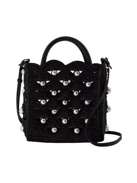 Torebka crossbody Rabanne skórzana z perełkami czarna