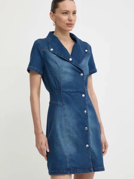 Дънкова рокля Morgan REIMS мъжка тъмносиньо със стандартна кройка с класическа яка синьо