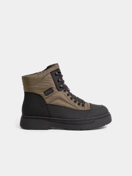 Чоботи дутики Respect тканина зелений