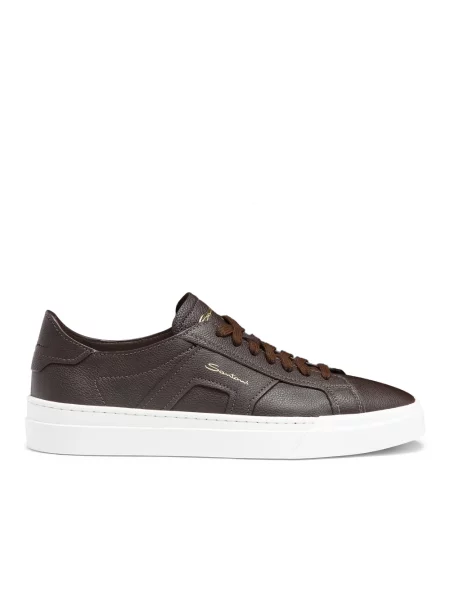 Sneakersy Santoni skórzane brązowe