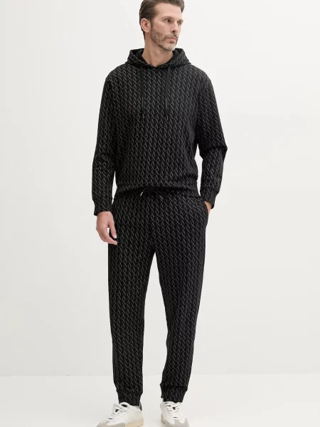 Кофта Armani Exchange з капюшоном візерунок чорний