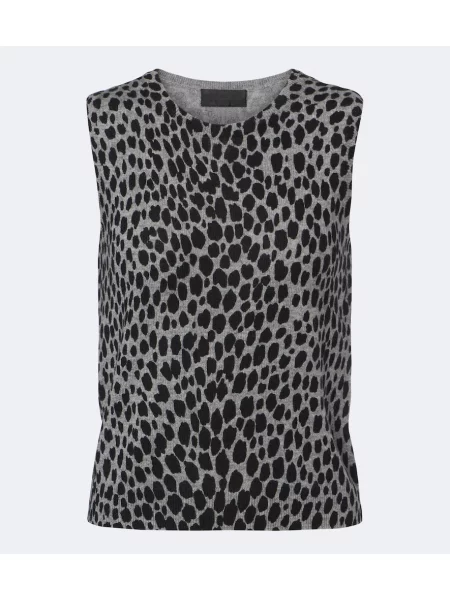 Top Nili Lotan din cașmir cu imagine cu model leopard gri