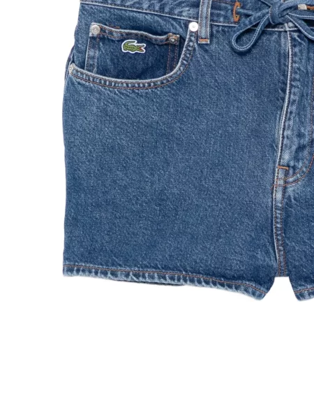 Дънкови шорти Lacoste бродирани синьо