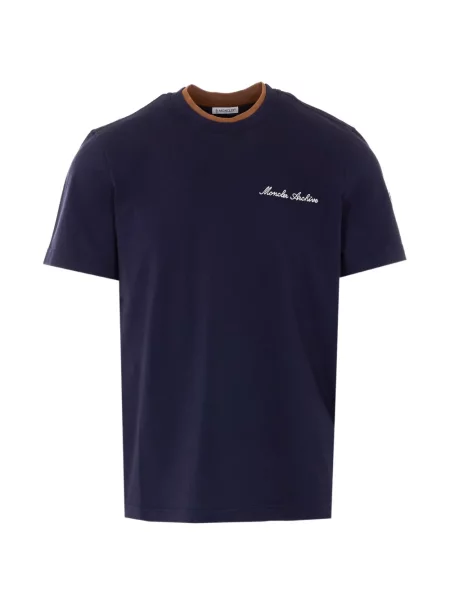 Tricou Moncler cu broderie albastru