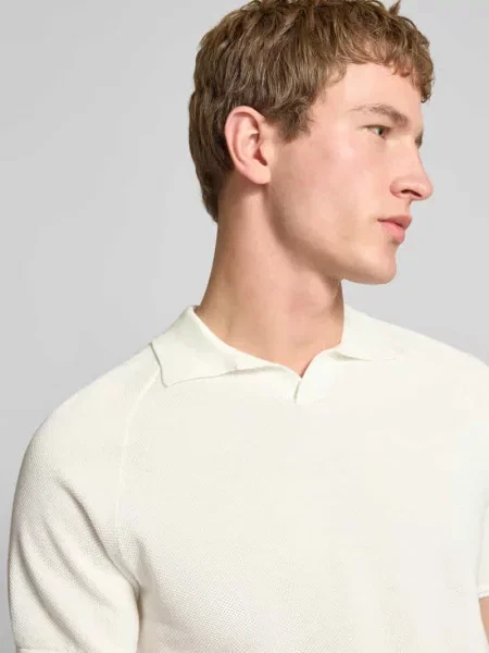 Koszulka polo o kroju regular fit z fakturowanym wzorem model HILL' Jack & Jones białe