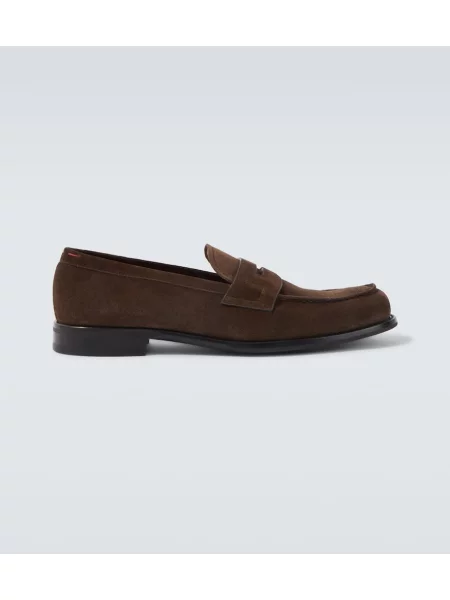 Pantofi loafer Kiton din piele de căprioară maro