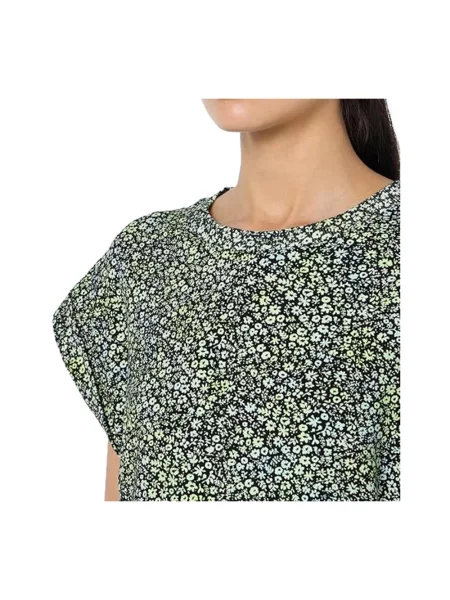 Wielobarwność lniana koszulka Hugo Boss w kwiatki zielona